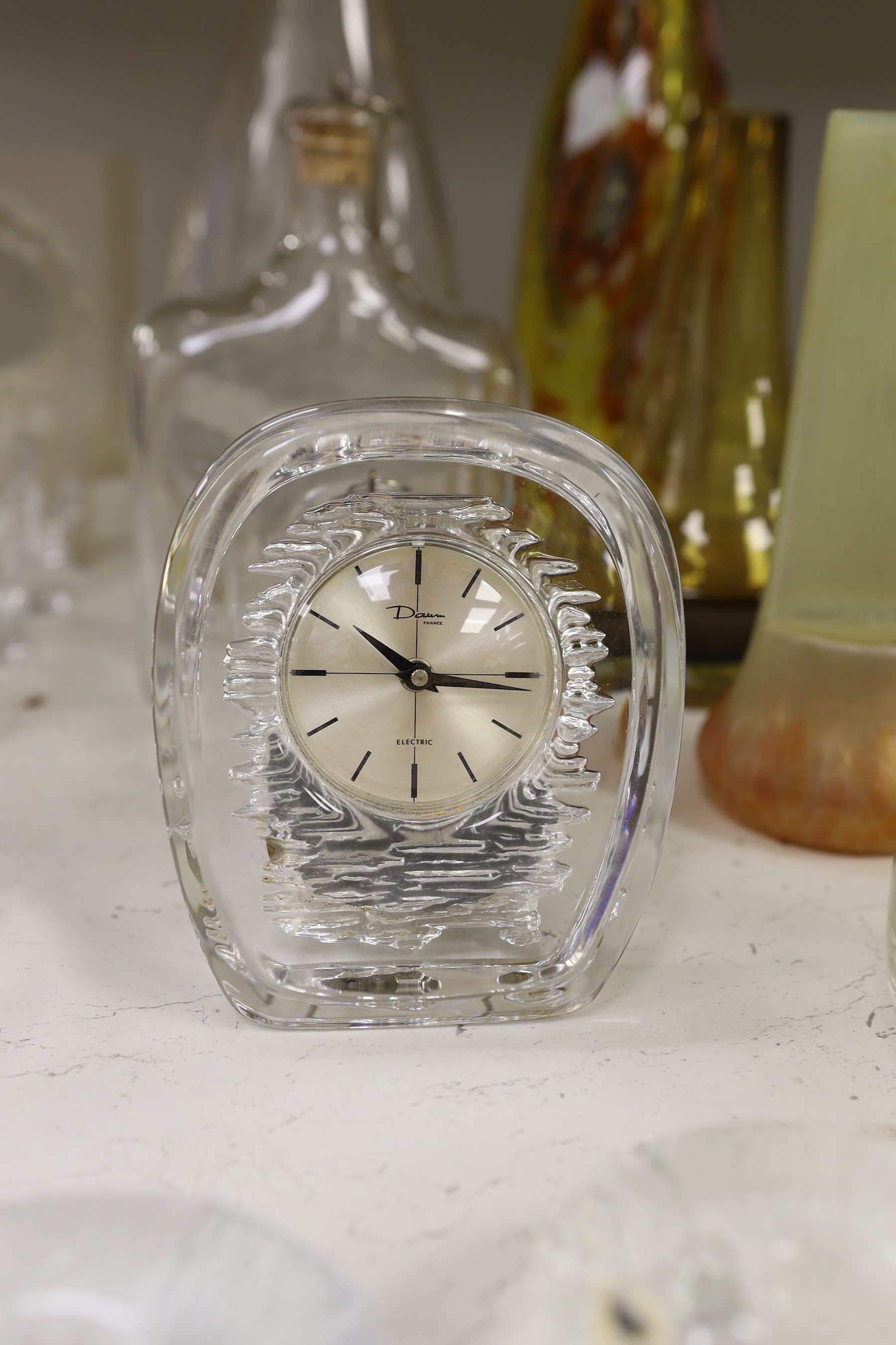A collection of assorted Scandinavian glassware including Kosta, Erik Hoglund for Boda and Tapio Wirkkala, tallest 58cm